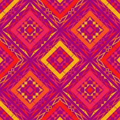 Ethnic boho seamless pattern. Lace. Embroidery on fabric. Patchwork texture. Weaving. Traditional ornament. Tribal pattern. Folk motif. Can be used for wallpaper, textile, wrapping, web. 