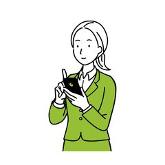 スマホを操作する女性　笑顔