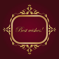 Gold frame on a burgundy background