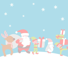 Santa and friends carrying gift card - Christmas set 