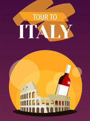Flyer design for Tourism and Famous Landmarks in Italy. Vector illustration can be used for poster, flyer, brochure, banner, card.