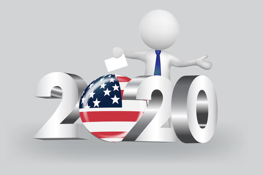 3D small people -2020 USA vote elections symbol vector