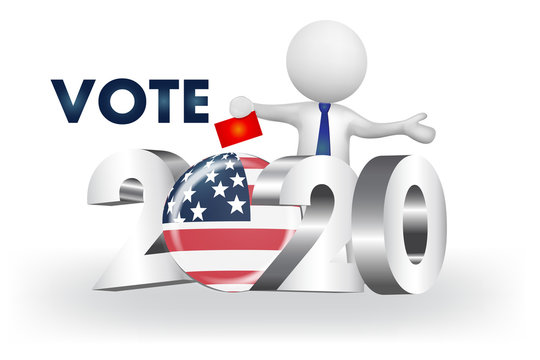 3D small people -2020 USA vote election logo vector