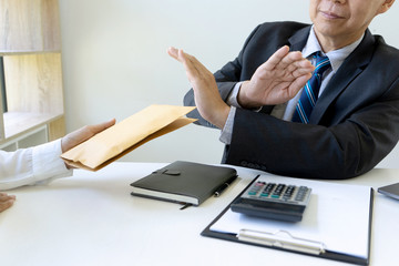 Business man give bribe to the officer