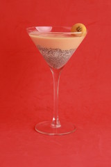 glass with chia and medlars pudding