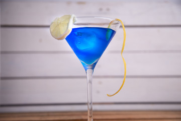 blue lagoon cocktail in glass
