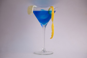 blue lagoon cocktail in glass