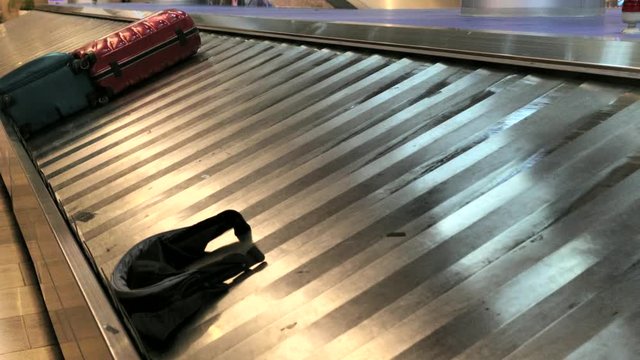 Baggage claim carousel at one of international airport. 4K