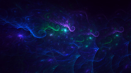 3D rendering multicolored abstract fractal on black background