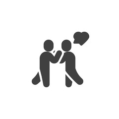 Lovers meeting vector icon. filled flat sign for mobile concept and web design. Couple and heart speech glyph icon. Symbol, logo illustration. Vector graphics