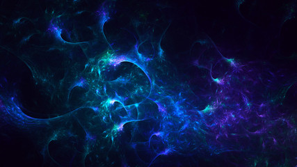 3D rendering multicolored abstract fractal on black background