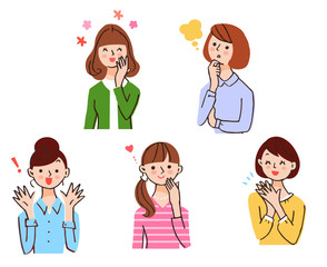 若い女性　５ポーズ　セット