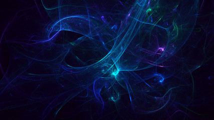 3D rendering multicolored abstract fractal on black background
