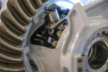 The image of the gears in a gearbox