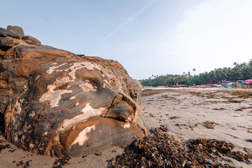 Shiva face on Vagator beach in Goa, India