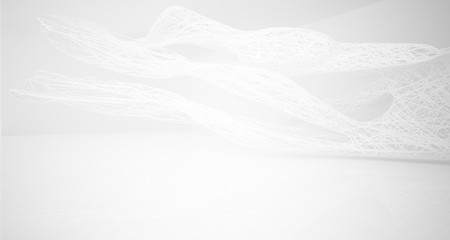 Obraz premium White smooth architectural interior of chaotic lines. 3D illustration and rendering