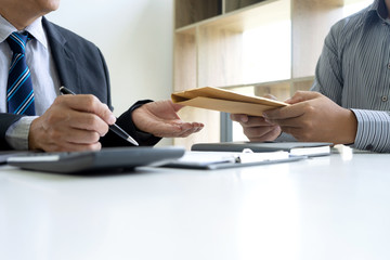 Business man give bribe