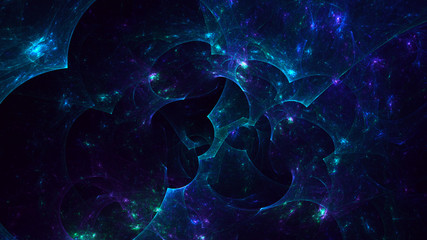 3D rendering multicolored abstract fractal on black background