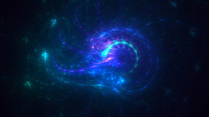 3D rendering multicolored abstract fractal on black background