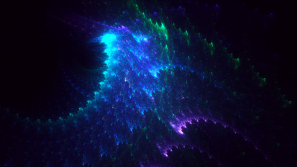 Fototapeta na wymiar 3D rendering multicolored abstract fractal on black background