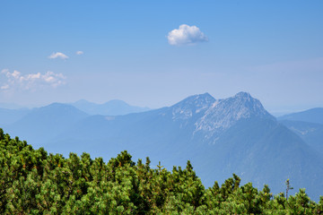Mountain alpine landscape on a bright sunny day.