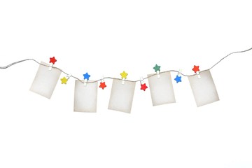 paper hanging on clothesline