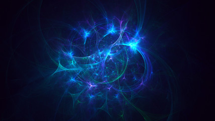 3D rendering multicolored abstract fractal on black background