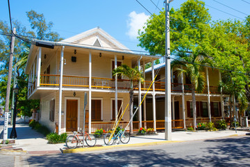 he historic and popular center and Duval Street in downtown Key West. Beautiful small town in...