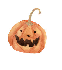 Halloween illustration with hand drawn pumpkin on white background