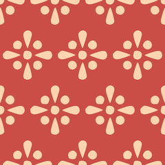 Simple abstract floral seamless pattern on dark coral background