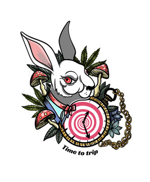 Rabbit from Alice in Wonderland, tattoo