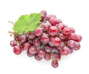 Ripe sweet grapes on white background