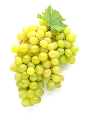 Ripe sweet grapes on white background