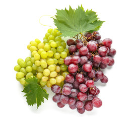 Ripe sweet grapes on white background