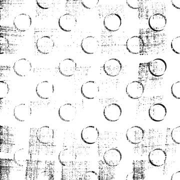 Grunge abstract pattern with ring. White monochrome backdrop.
