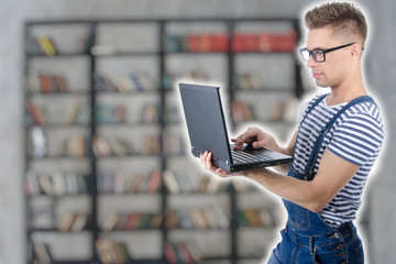 Vacation and young attractive with a laptop.