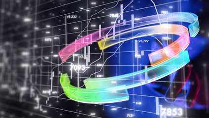 Business intelligence. Diagram - Graph Stock Trading, Investment dashboard