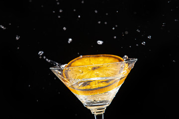 Orange, Glass, Ice And Water