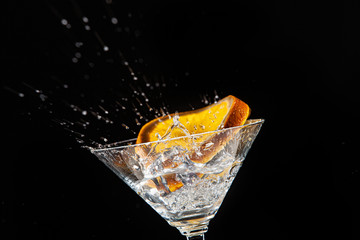 Orange, Glass, Ice And Water