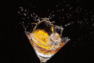 Orange, Glass, Ice And Water