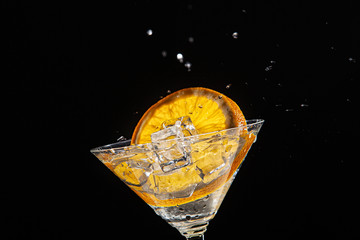 Orange, Glass, Ice And Water