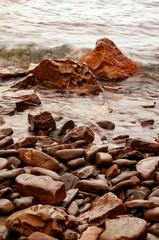 Stones in sea water.