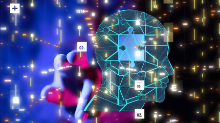 science consist head human digital technology concept