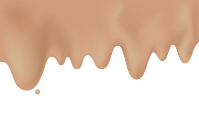 Liquid chocolate. 3d vector realistic. hot dairy chocolate or drink. fresh fluid. Drops dripping down. Template on white background. Vector illustration. eps 10. 