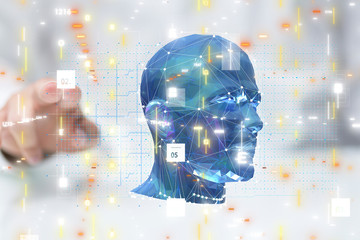 Human head cyber mind digital technology