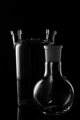 Glass flasks. Chemical flask. Chemical vessels. Glassware.