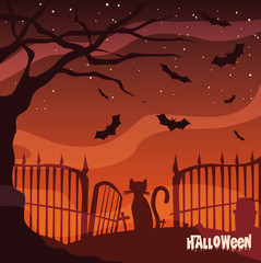 poster of cemetery in scene halloween
