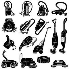 Vacuum cleaner icons set. Simple set of vacuum cleaner vector icons for web design on white background © ylivdesign