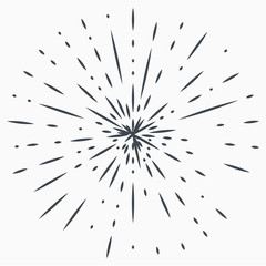 Sun burst, star burst sunshine. Radiating from the center of thin beams, lines. Design element for logo, signs