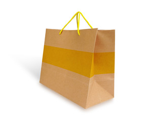 Brown paper bag isolated on white background. This has clipping path.    